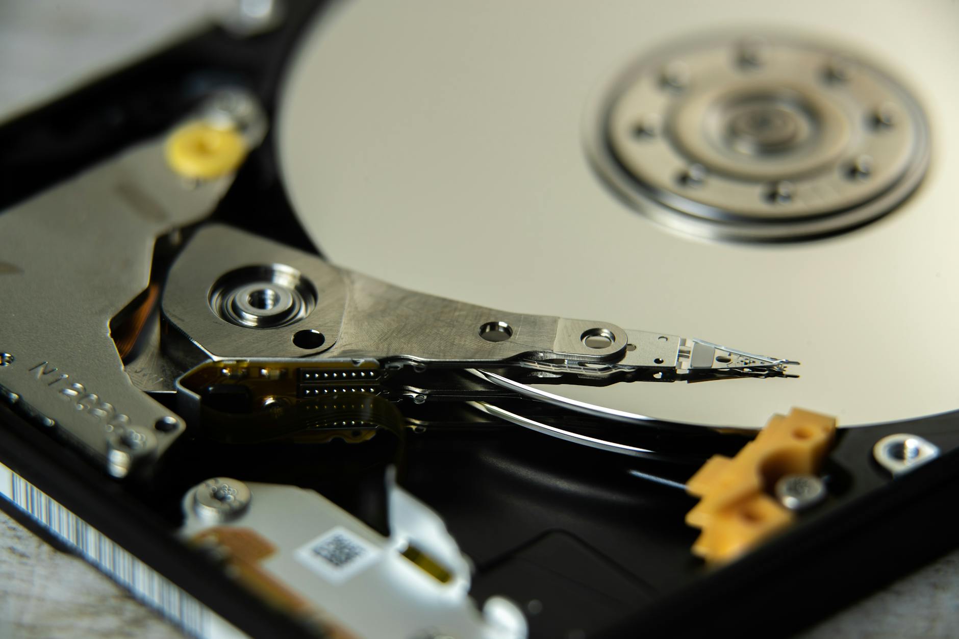 inside an open hard disk drive